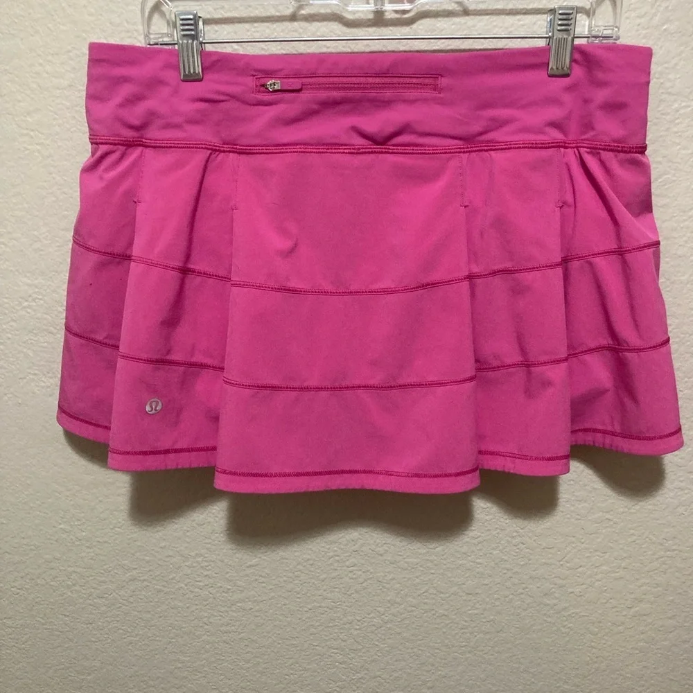 NWOT Lululemon Pace Rival Bright Pink Skirt Black Size 10 Long Length - Picture 2 of 6